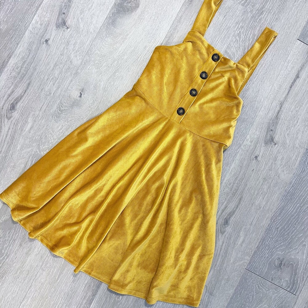 Beautees Mustard Yellow Button Front Dress Size 10